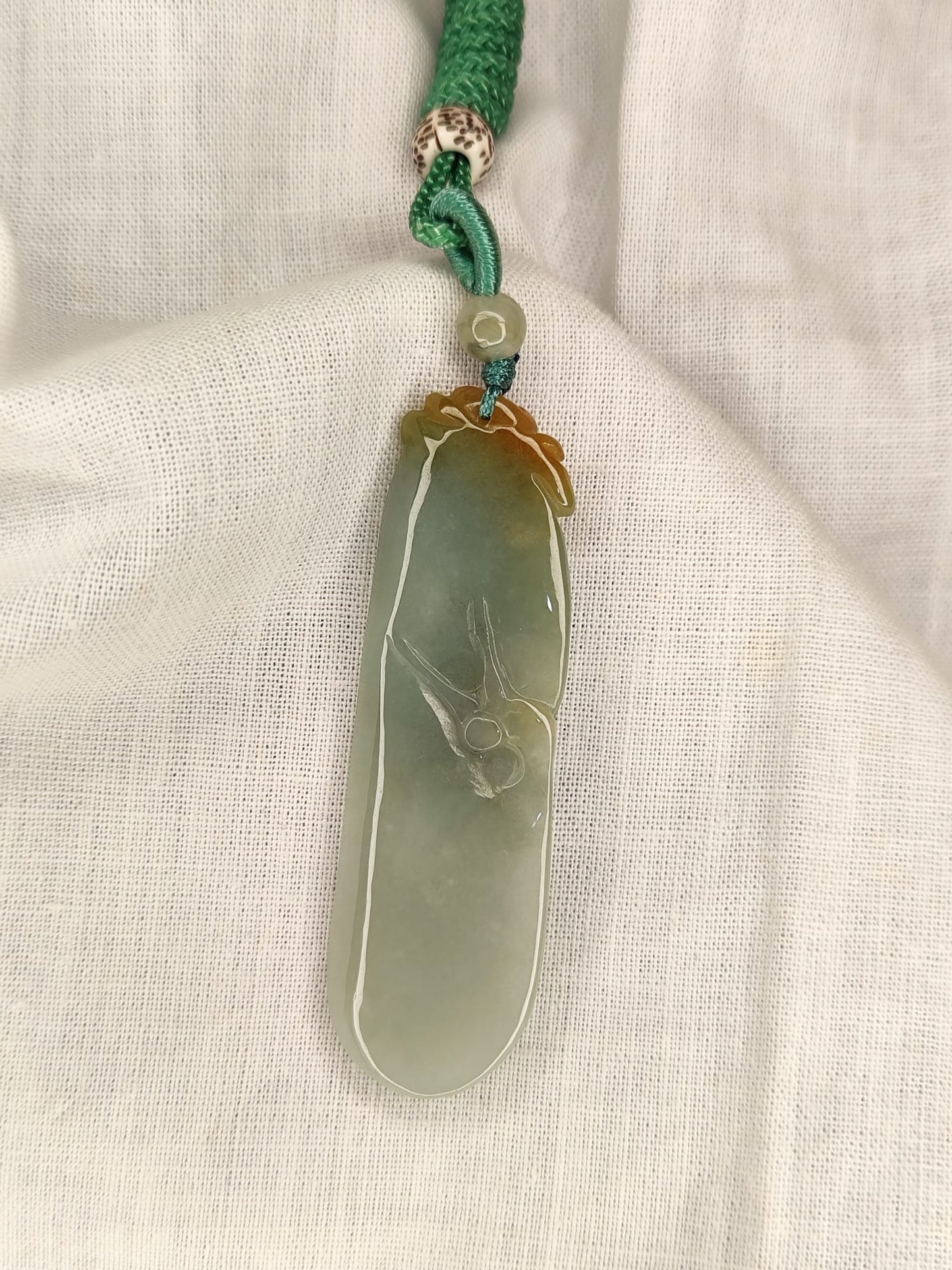 Semi-Icy Yellow and Green Jadeite Jade Phoenix Pendant (Certified Natural)M19