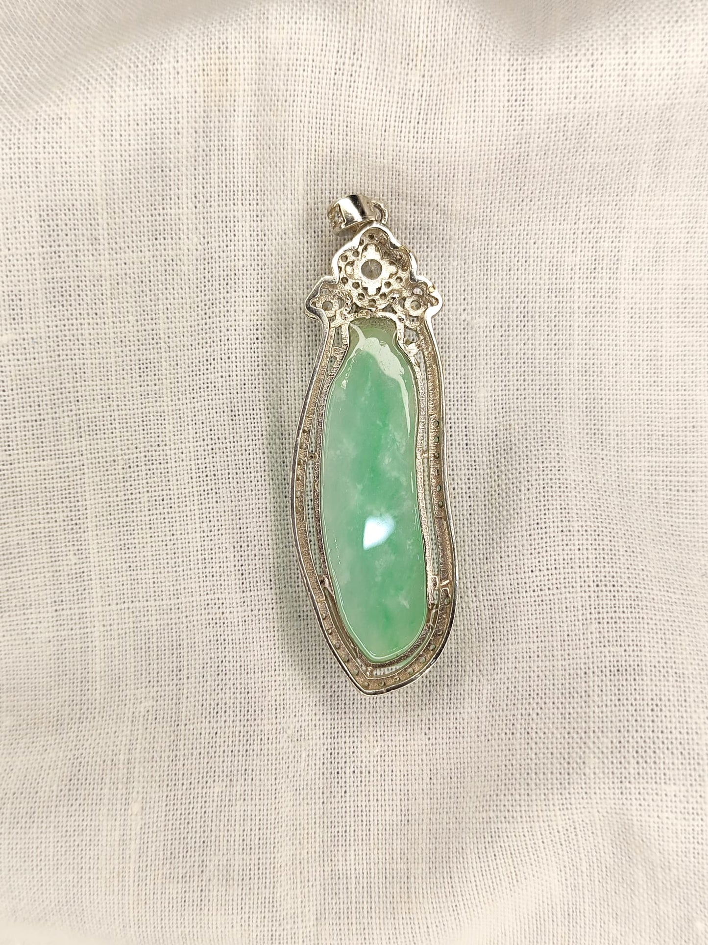 Semi-Icy Green Jadeite Jade Good Fortune Melon Pendant (Certified Natural) F771