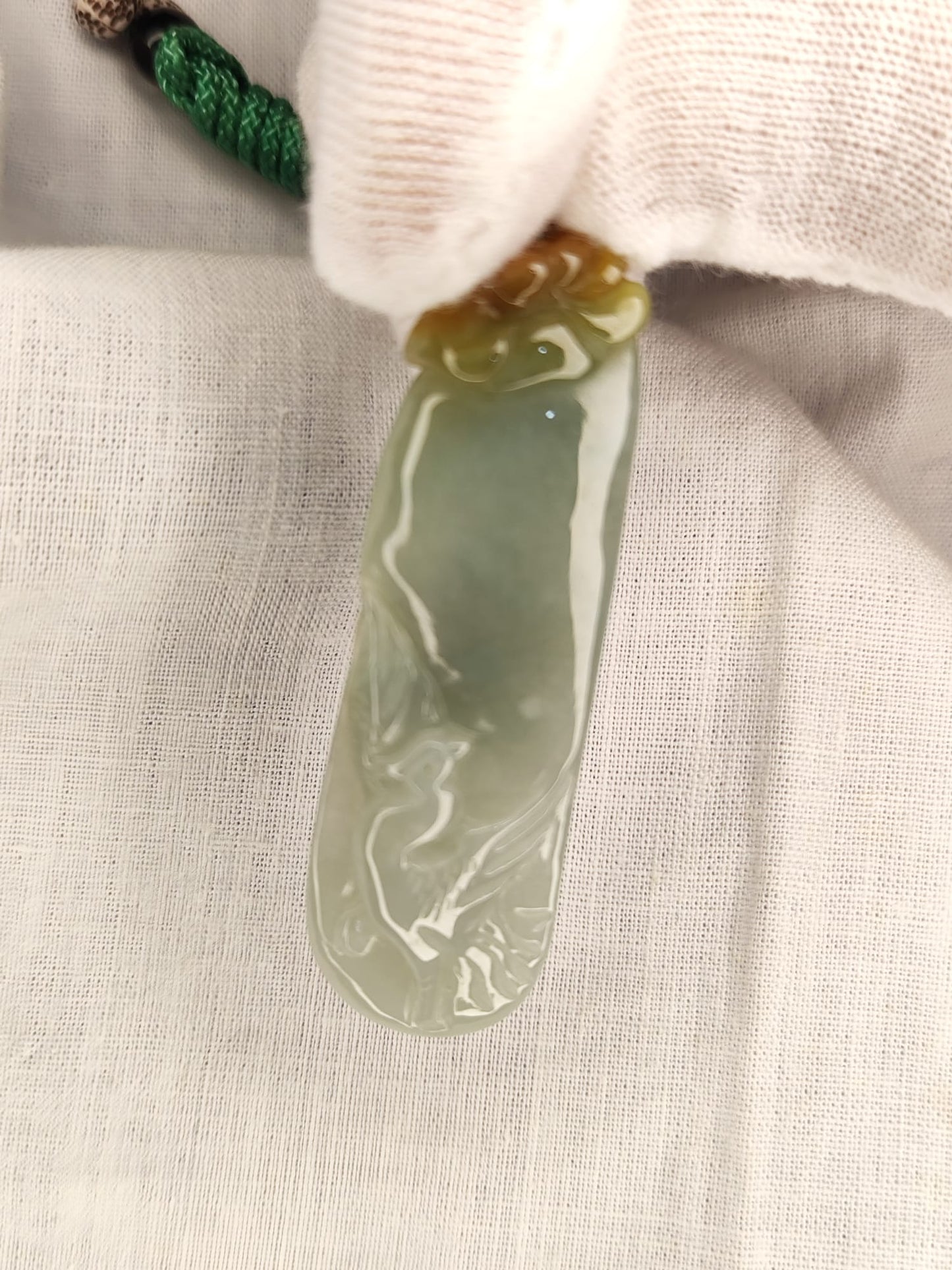 Semi-Icy Yellow and Green Jadeite Jade Phoenix Pendant (Certified Natural）M19
