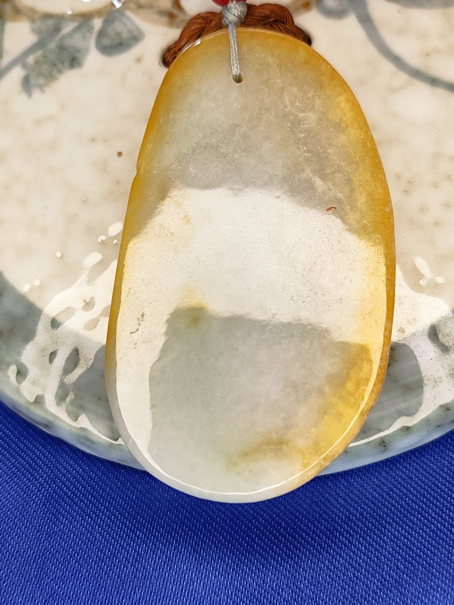 Semi-Icy Yellow and Blue Jadeite Jade Radiant With Joy Pendant (Certified Natural）M6