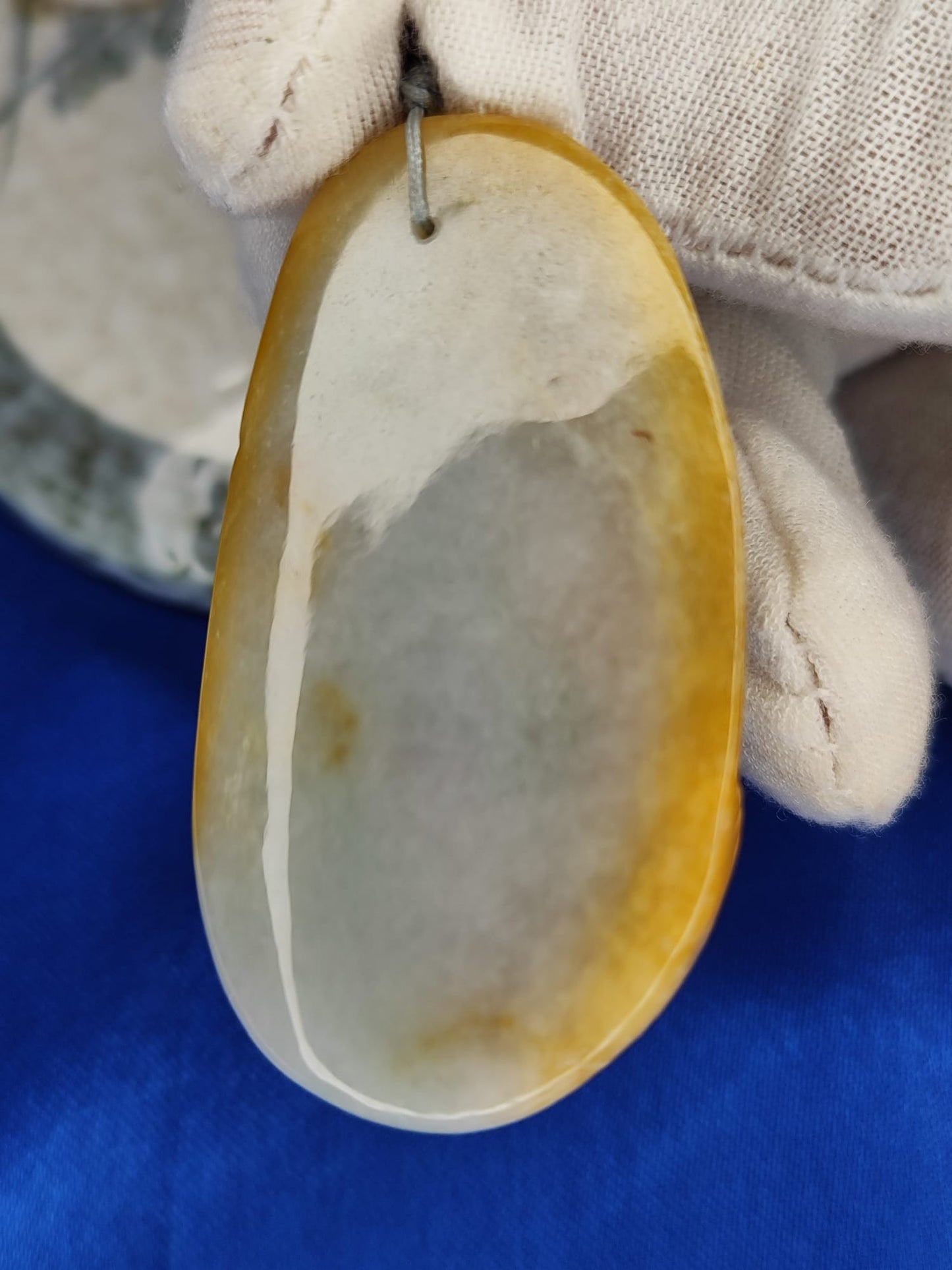Semi-Icy Yellow and Blue Jadeite Jade Radiant With Joy Pendant (Certified Natural）M6